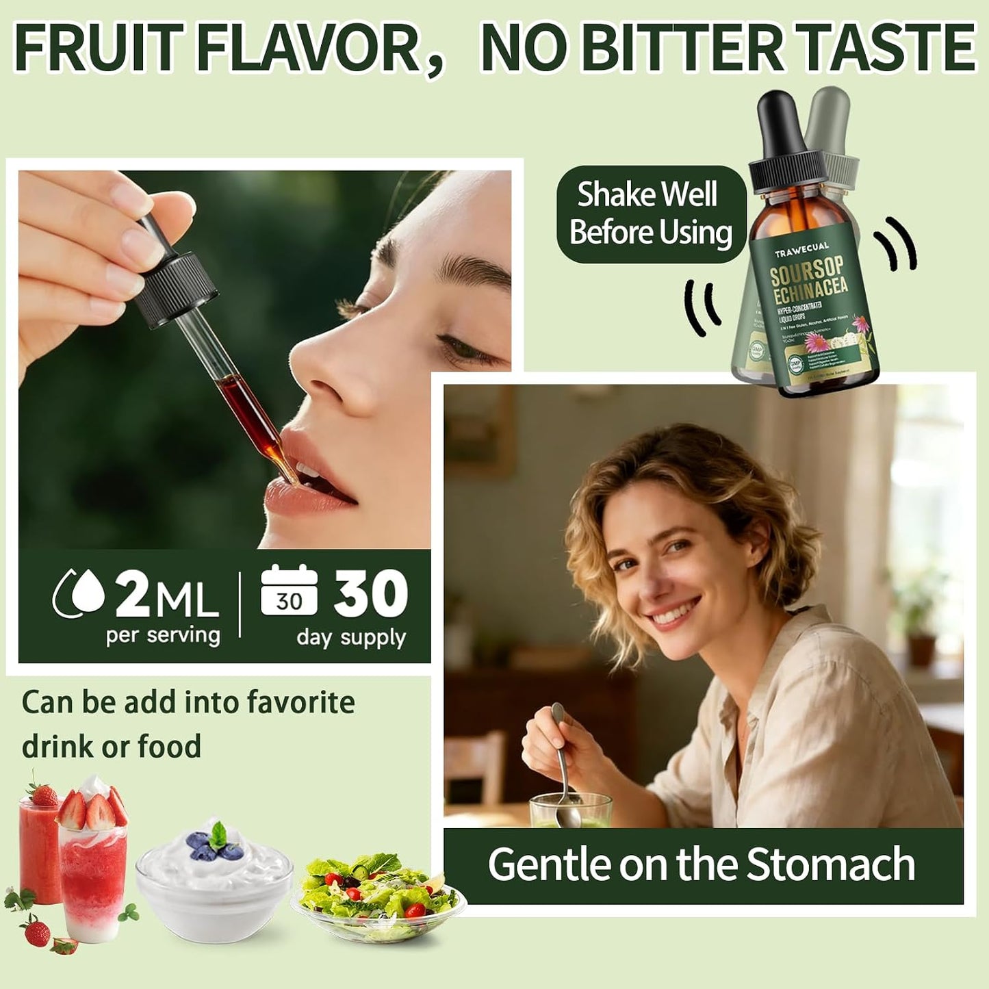 Soursop Drops, Soursop Graviola Liquid Drop 1000mg with Echinacea 300mg, Turmeric, Vitamin C, Zinc - for Immune Support, Digestive Health, Antioxidant & Cell Support, 2 FL OZ
