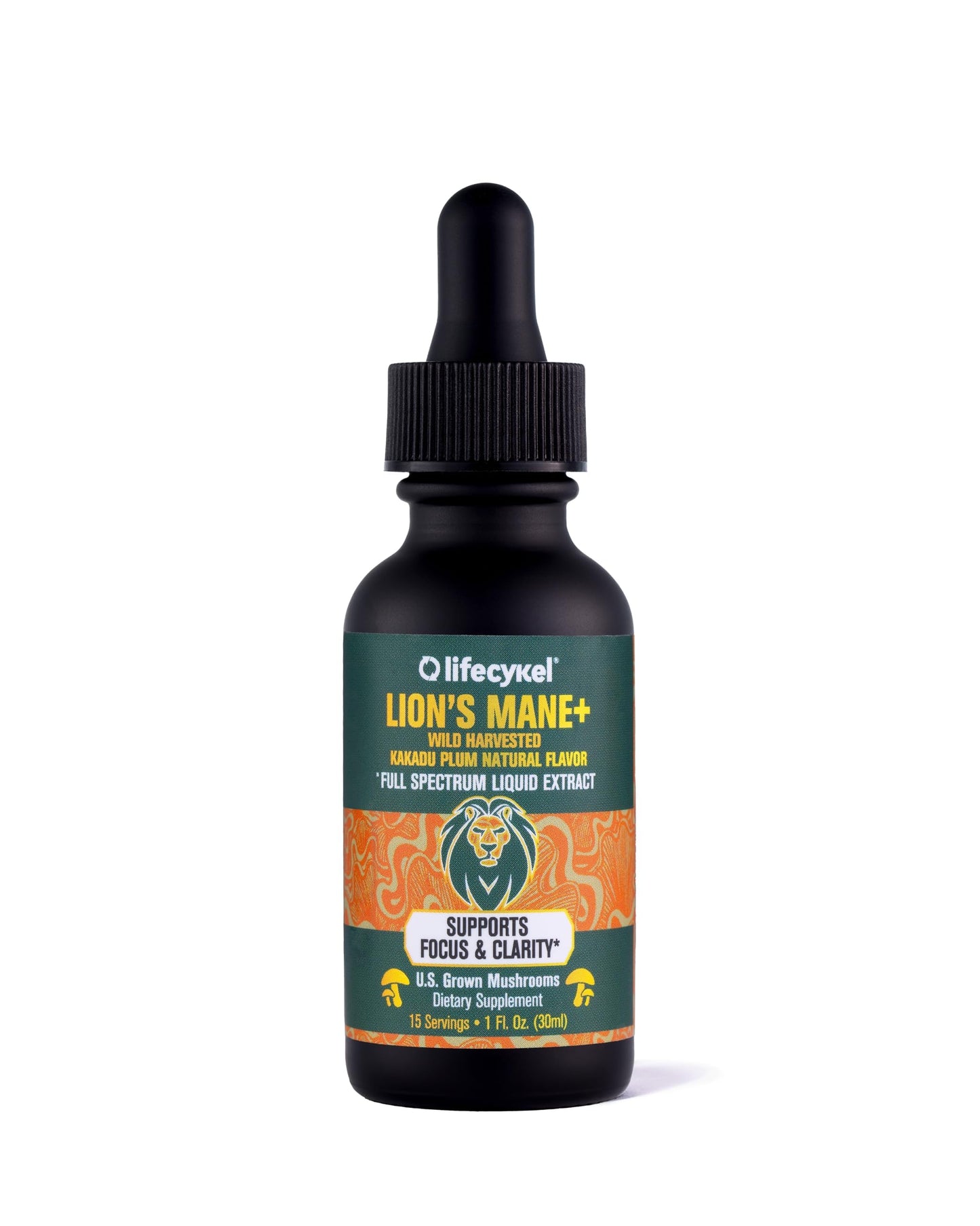 Life Cykel - Lion's Mane Mushroom Extract with Kakadu Plum - Brain Booster Nootropic for Memory, Focus & REM Sleep - Non-GMO, Organic Mushroom Tincture - 4 Fl Oz (60 Servings)