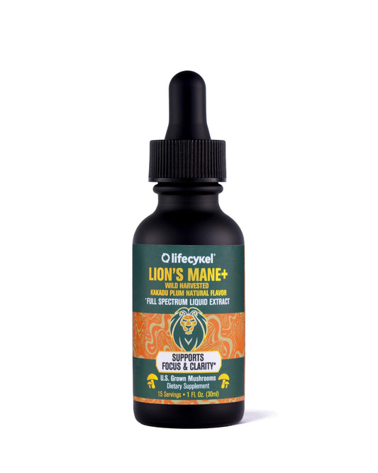 Life Cykel - Lion's Mane Mushroom Extract with Kakadu Plum - Brain Booster Nootropic for Memory, Focus & REM Sleep - Non-GMO, Organic Mushroom Tincture - 4 Fl Oz (60 Servings)