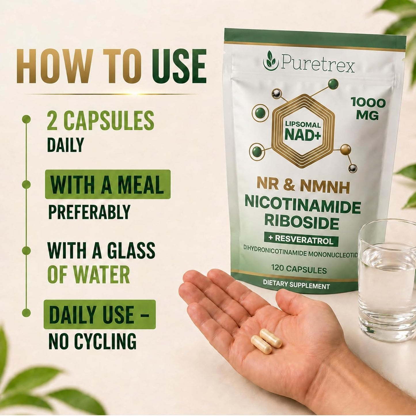 Liposomal NAD+ Supplement 1000mg NR & NMNH with Trans-Resveratrol, Quercetin Phytosome, CoQ10 Ubiquinol, Fisetin, Pterostilbene, R-ALA, TMG, BioPerine, Astaxanthin, 120 Vegan Capsules