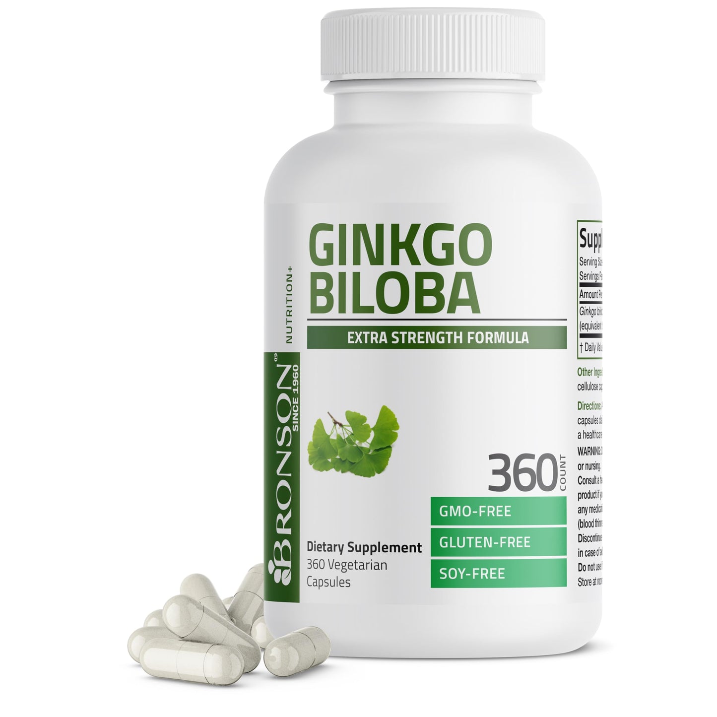 Bronson Ginkgo Biloba Extra Strength Brain & Memory Support 120 Capsules | Vegetarian, Non-GMO, Gluten Free, Soy Free, Memory, Cognitive & Brain Health Support