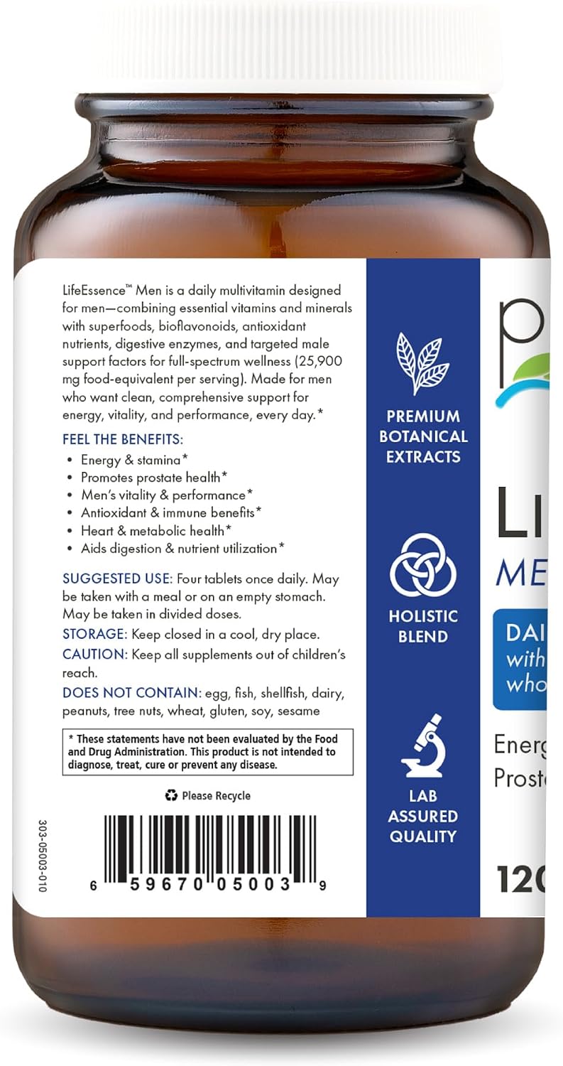 PURE ESSENCE LABS LifeEssence Mens Formula - World's Most Energetic Multiple - The Master Multiple - 120 Tablets