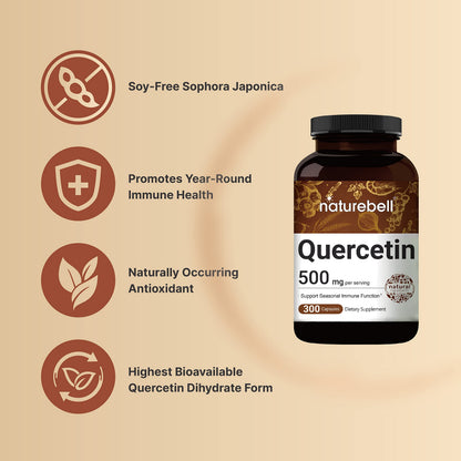 NatureBell Quercetin 500mg Per Serving | 300 Capsules, Ultra Strength Quercetin