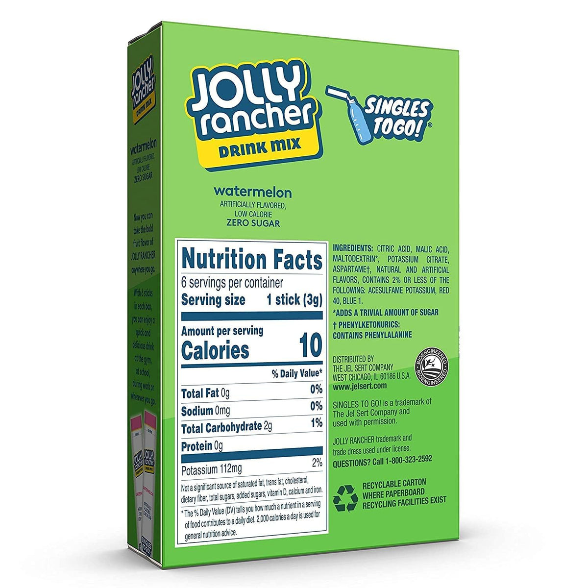 Jolly Rancher Blue Raspberry Singles To Go Drink Mix - 0.65 oz, Pack of 4