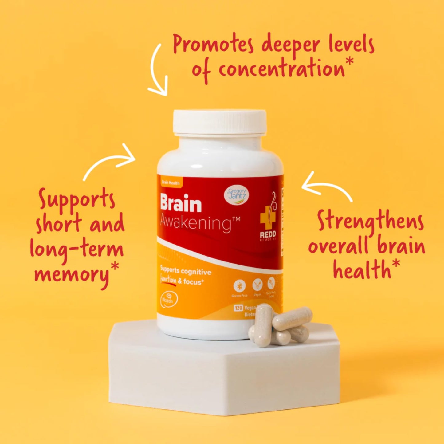 Redd Remedies, Brain Awakening, Supports Cognitive Function and Focus, 120 Vegan Capsules