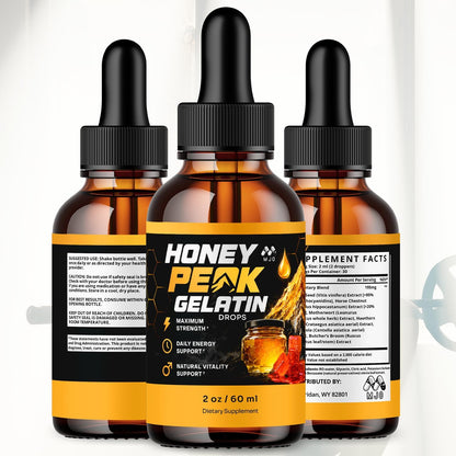 Honey Peak Gelatin Drops for Men, Natural Supplement 1-Pack, 30 Servings