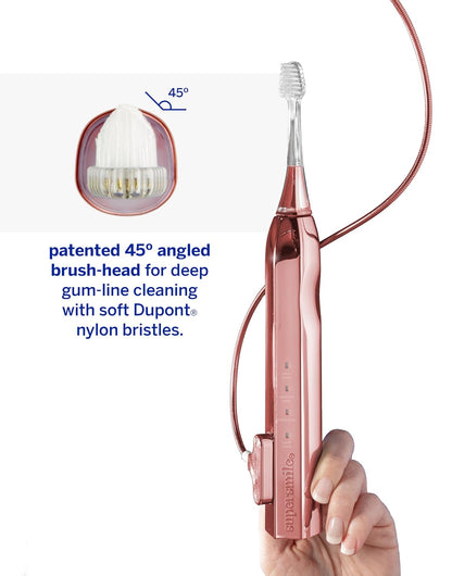 Supersmile Zina45 Deluxe Sonic Pulse Toothbrush, Rose Gold, Rechargeable