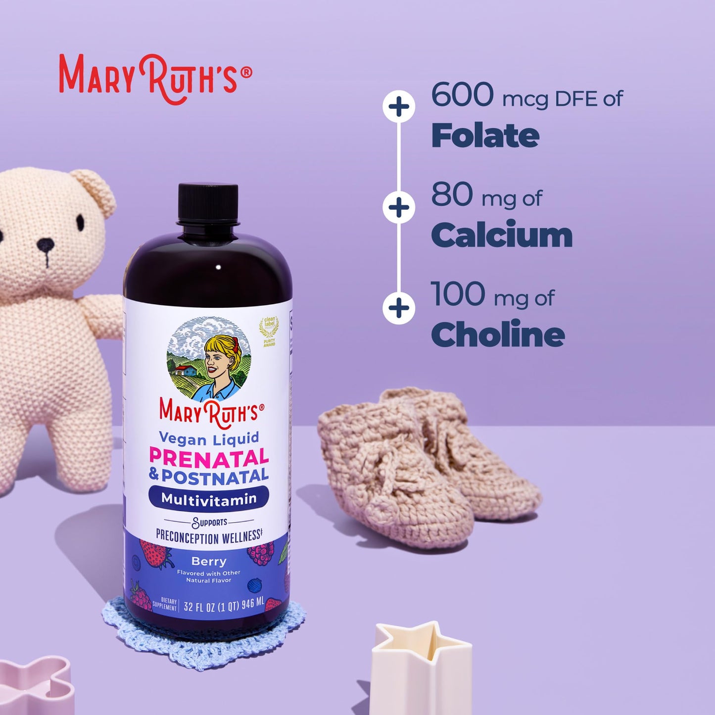 MARYRUTH'S Postnatal & Prenatal Liquid Multivitamin for Women | Selenium | Folate | Healthy Fetal Development | Prenatal Vitamins | Vegan | Non-GMO | Sugar Free | Gluten Free | 16 oz