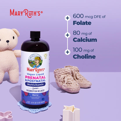 MARYRUTH'S Postnatal & Prenatal Liquid Multivitamin for Women | Selenium | Folate | Healthy Fetal Development | Prenatal Vitamins | Vegan | Non-GMO | Sugar Free | Gluten Free | 16 oz