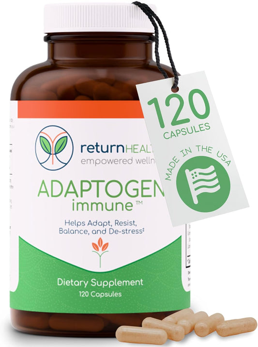 Adaptogen Immune, Adaptogens Supplements, Ashwagandha Supplements with Siberian Ginseng, Astragalus Root, and More - Promotes Healthy Body Functioning - Stress Relief Supplement, 120 Capsules
