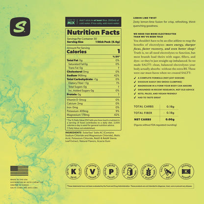 SALTT Electrolyte Packets - Clean Slate (30 Sticks) - Zero Sugar