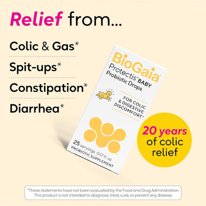 BioGaia Baby Probiotic Drops | Colic & Gas Relief | Safe for Newborns | Pediatrician-recommended | Ease Crying, Fussing, Colic, Gas, Spit-ups & Occasional Constipation | No Dairy or Soy | 5mL