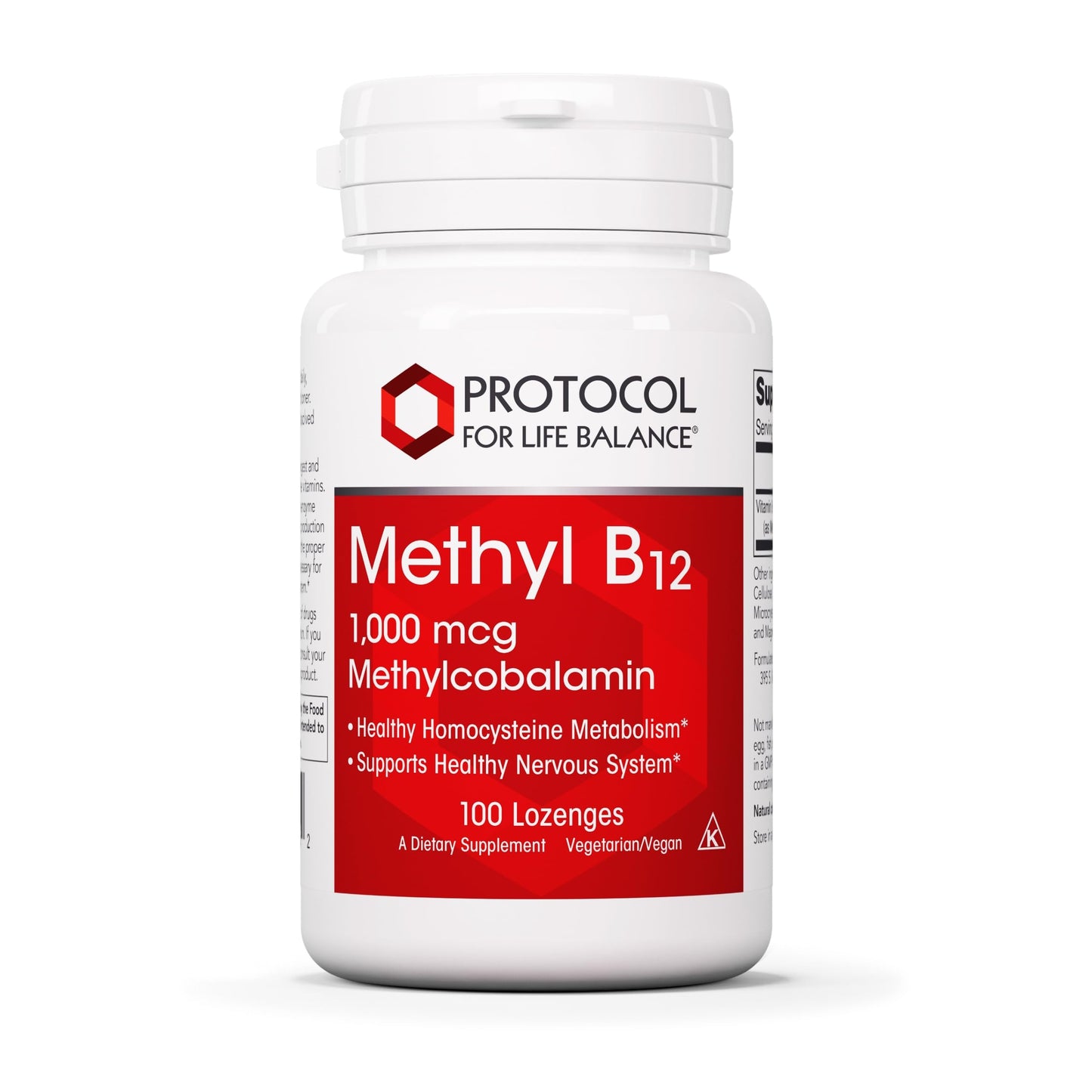 PROTOCOL FOR LIFE BALANCE Methyl B12 5,000 mcg, Brain Health*, 60 Lozenges | Vitamin B12 for Homocysteine Metabolism*, Support Brain Health and Health Nervous System*, Kosher, Halal, and Vegan