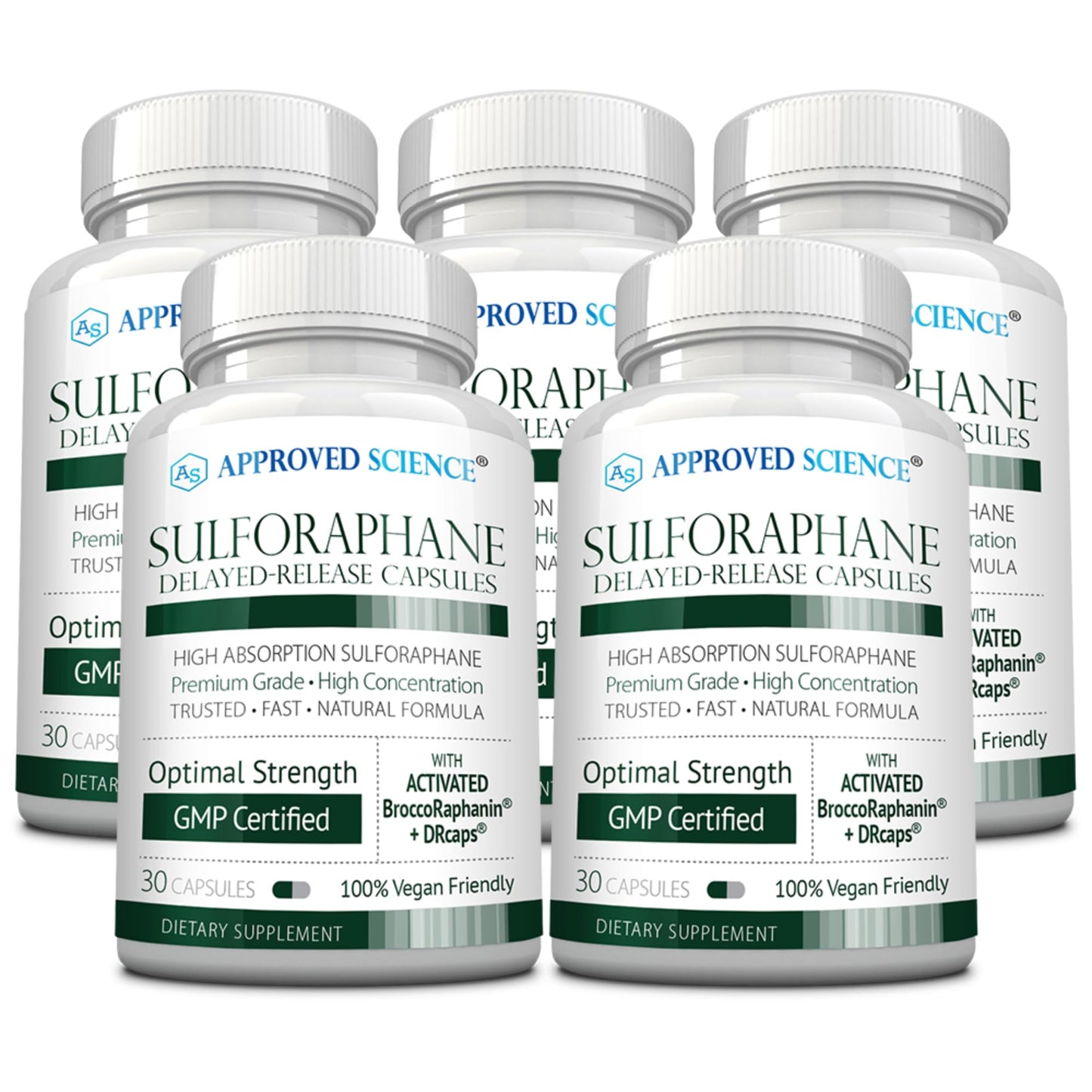 Approved Science Sulforaphane Delayed Release Capsules - 200mg Broccoli Seed Extract (BroccoRaphanin), 300mg Broccoli Powder - Vegan Sulforaphane Supplement - Pack of 1