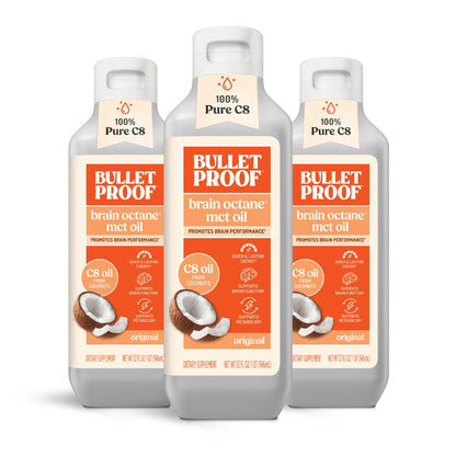 Bulletproof Brain Octane C8 MCT Oil, 16 oz – 100% Pure Coconut Oil, Triple-Distilled Keto Energy Supplement for Coffee & Smoothies, Unflavored, No Additives or Fillers, Non-GMO