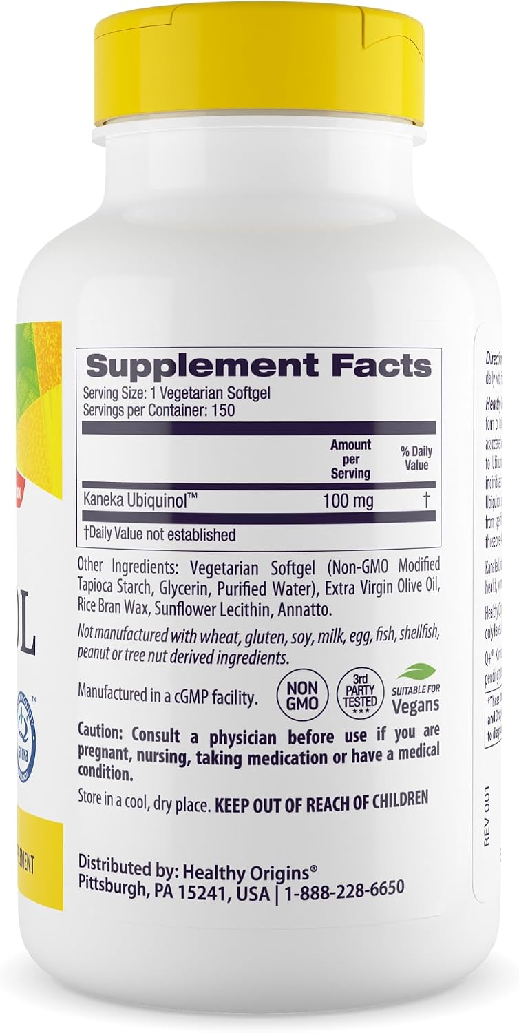Healthy Origins Vegan Ubiquinol CoQ10 100 mg, Kaneka, 150 Gels