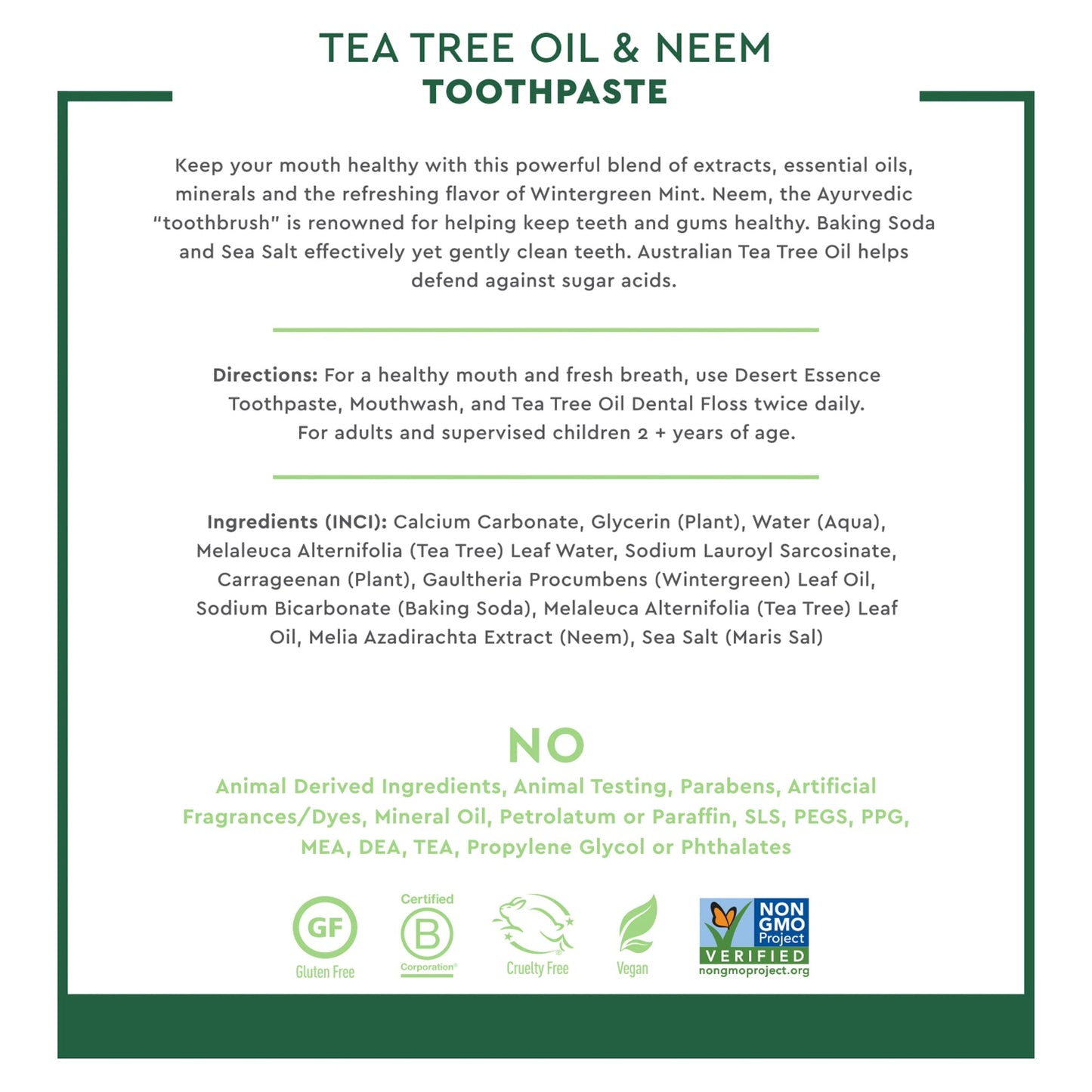 Desert Essence Tea Tree Oil Toothpaste - Mint - 6.25 Ounce - Refreshing Taste - Deep Cleans Teeth & Gums - Helps Fight Plaque - Sea Salt - Pure Essential Oil - Baking Soda - Promotes Healthy Mouth