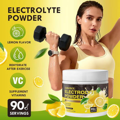 Sugar-Free Electrolyte Powder, Lemonade 0 Calories, Keto-Friendly Hydration Drink Mix with Potassium, Magnesium, and Sodium Non-GMO, Gluten-Free, Vegan, 90 Servings
