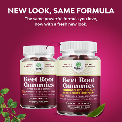 Flow Boosting Beet Root Gummies - Invigorating Beet Gummies for Adults Nitric Oxide Energy & Heart Health Support with Grapeseed Pomegranate & Vitamin B12 - Vegan Non-GMO & Gluten Free - 60 Count