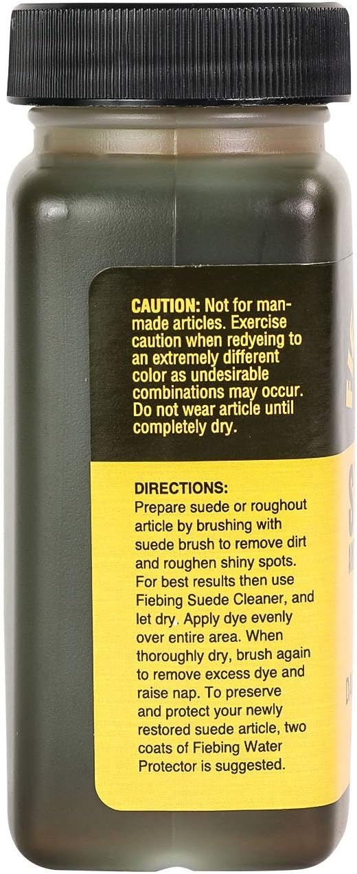 Fiebing's Black Suede Dye (4 oz) - Recolor, Brighten & Restore Suede & Roughout Leather Shoes, Furniture, Purse - Includes Wool Dauber for Easy Application - Flexible When Dry, Won't Crack or Peel