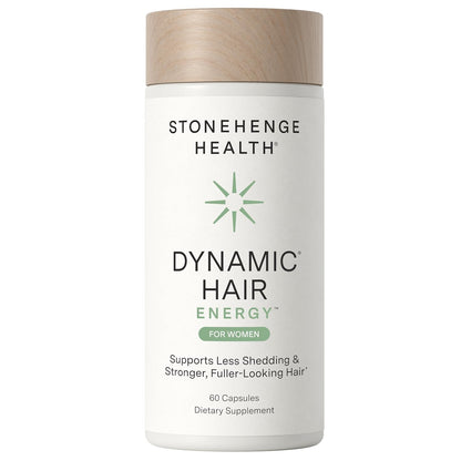 Stonehenge Health Dynamic Hair Energy for Women – Hair Growth Supplement with Saw Palmetto, Spermidine, Biotin, Iron & Tocotrienols – Supports Thicker Hair with Less Shedding – 60 Capsules
