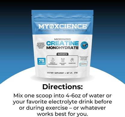 MYOXCIENCE Micronized Creavitalis Creatine | The World’s Purest Micronized Form of Creatine Monohydrate | Supports Muscle Performance, Lean Body Mass, & Cognition | 75 Servings