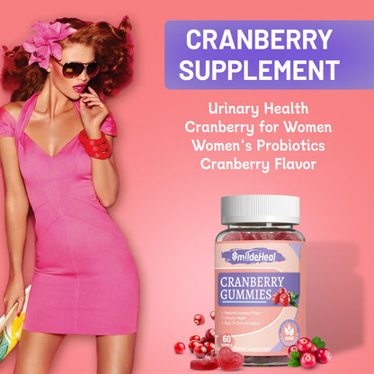 Cranberry Gummies 1000mg, Cranberry Supplements for Women 60 Count | Cranberry Gummies 1000mg, Cranberry Supplements for Women, with D-Mannose 250mg, Urinary Tract Health 60 Count