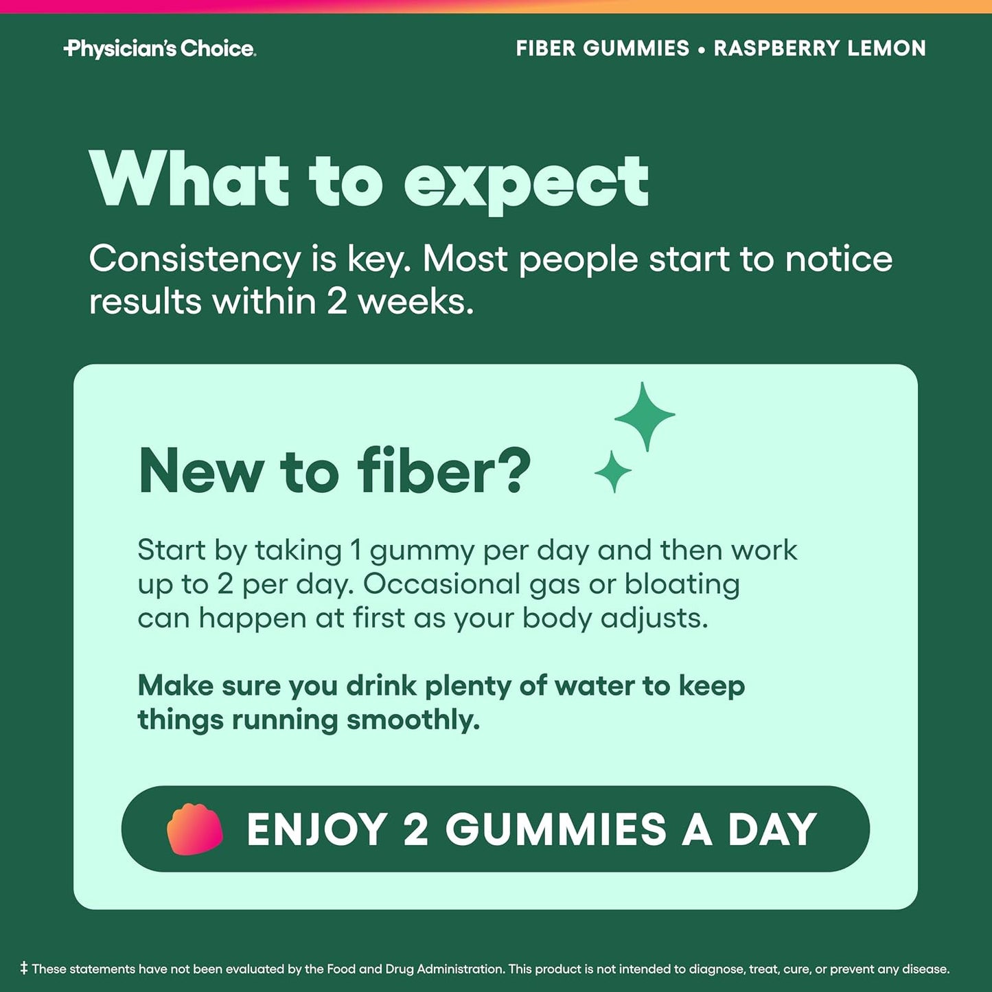 Physician's CHOICE Fiber Gummies for GLP-1 Support - No Sugar Added & Vegan - Raspberry Lemon - Natural Chicory Root Prebiotic Fiber Gummy - Digestive Health & Regularity for Women & Men - 60CT