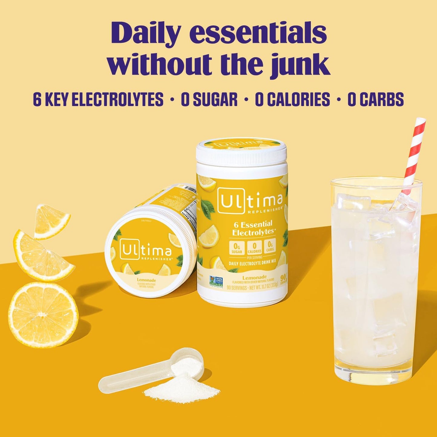 Ultima Replenisher Electrolyte Powder Drink Mix Bundle – Sugar Free – Lemonade and Pink Lemonade, 90 Servings– Hydration Powder - 6 Key Electrolytes and Trace Minerals – Keto Friendly, Non-GMO