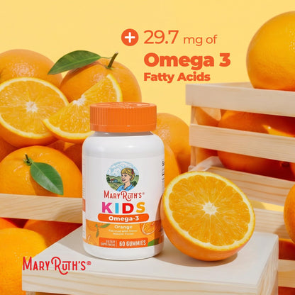 MARYRUTH'S Vegan Omega 3 Gummies for Kids 4 2 Month Supply | Sugar Free | Omega 3 Supplement with Vitamin C | Flaxseed Oil | Immune Support | Essential Nutrient ALA | No Fish Taste | 60 Count