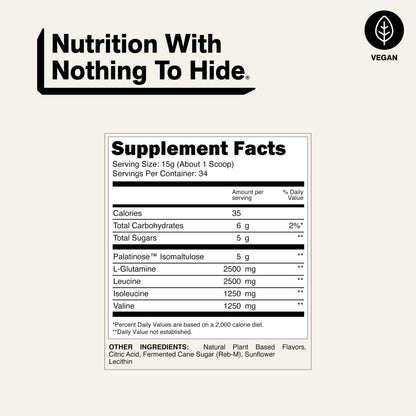 NAKED BCAAs Amino Acids Powder, Only 1 Ingredient, Pure 2:1:1 Formula, Vegan Unflavored Branched Chain Amino Acids, Instantized All Natural BCAA Supplement - 500 Grams, 100 Servings