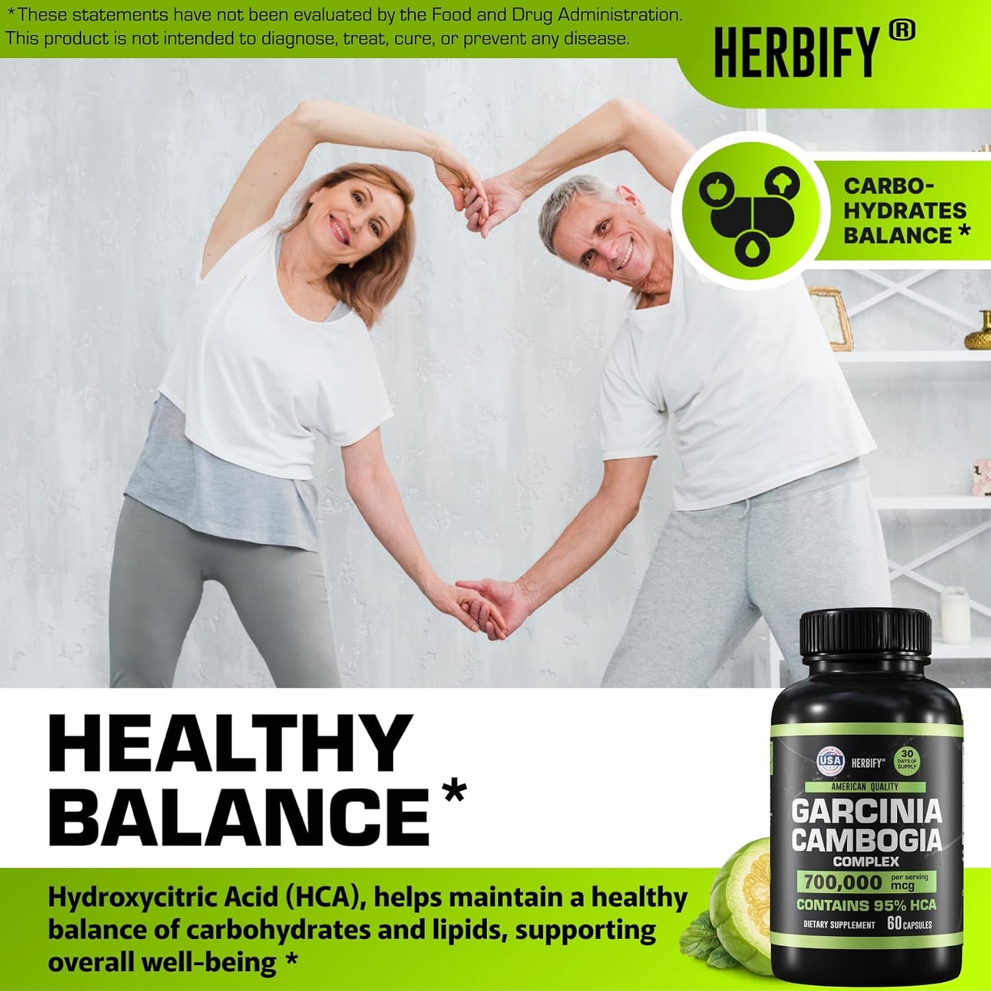 Garcinia Cambogia Wellness Support Supplement for Women & Men - Herbal Extract with Antioxidant Properties - Energy Booster for Daily Vitality and Digestive Support - 60 Count