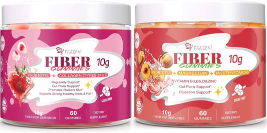 Migcopat Strawberry Fiber Gummies & Peach Fiber Gummies
