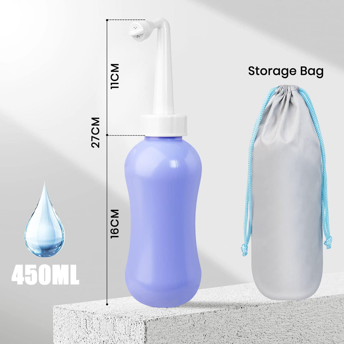 450ML(15.2 OZ) Peri Bottle for Postpartum Care 2 Pack, Portable Travel Bidet for Women, Upside Down