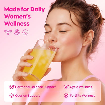 Gynable Myo-Inositol & D-Chiro Inositol Supplement for Women - 40:1 Ratio, Peach Powder Drink Mix Stick Packets, Support Healthy Cycles, Hormonal Balance & Ovarian Health, 20 Servings