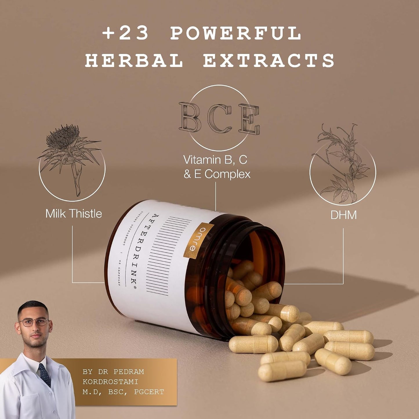 AfterDrink Restore Pills with Milk Thistle, DHM, Vitamin B, Ginger & Herbal Extracts - Pre & Post Drinking Supplement with Liver Support for Better Mornings - Made in USA (48 Caps)