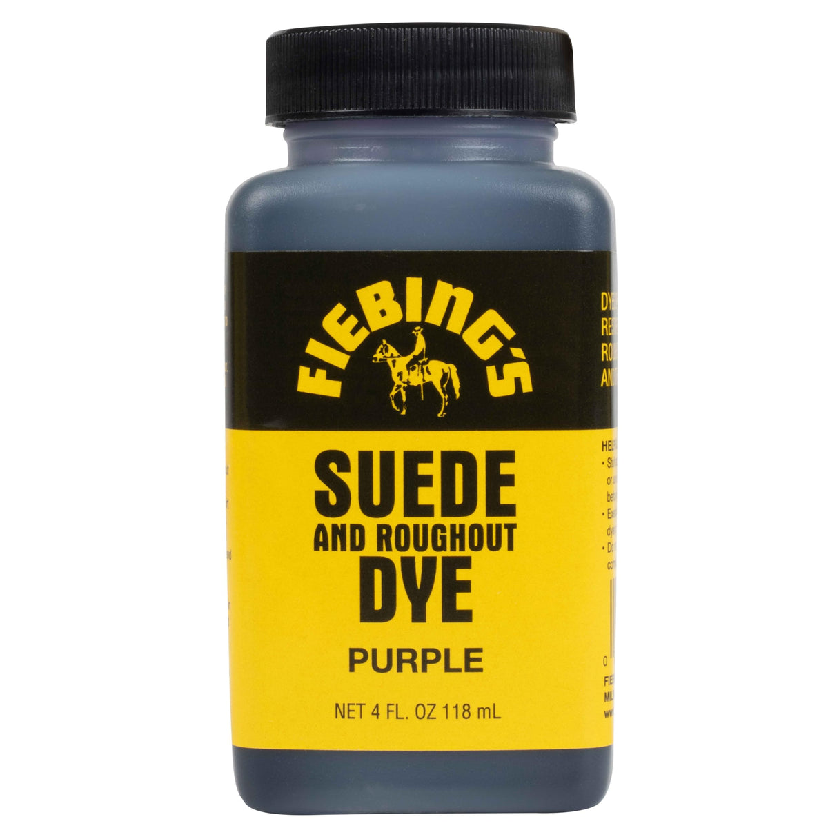 Fiebing's Black Suede Dye (4 oz) - Recolor, Brighten & Restore Suede & Roughout Leather Shoes, Furniture, Purse - Includes Wool Dauber for Easy Application - Flexible When Dry, Won't Crack or Peel