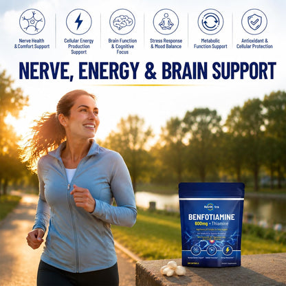 Vitamin B1 Benfotiamine 600mg Softgels, Thiamine HCl Supplements with Magnesium, Zinc, L-Theanine, ALA, Acetyl-L-Carnitine for Energy & Nervous System Support, Non-GMO, 240 Softgels Capsules