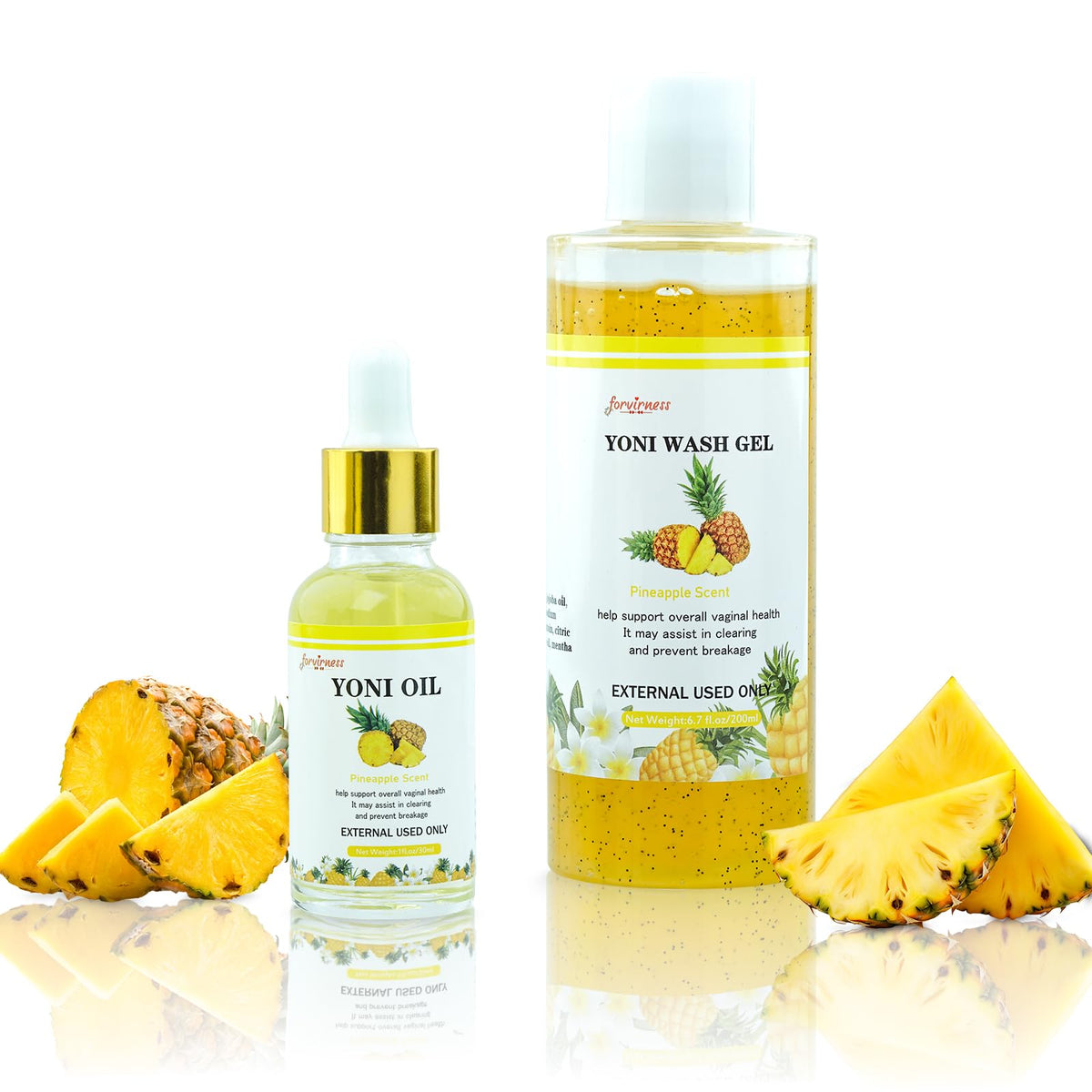 forvirness Natural Yoni Wash Yoni Oil Set, Cleanse - Remove Odor - ph Balance Feminine Wash