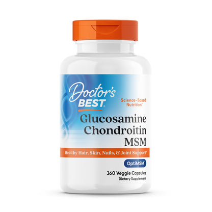 Doctor's BEST Glucosamine Chondroitin MSM - Joint Health Support Supplement for Women & Men, Nutritional Support for Joint Strength, Hair, Skin, & Nails, Gluten Free, Non GMO - 240 Capsules