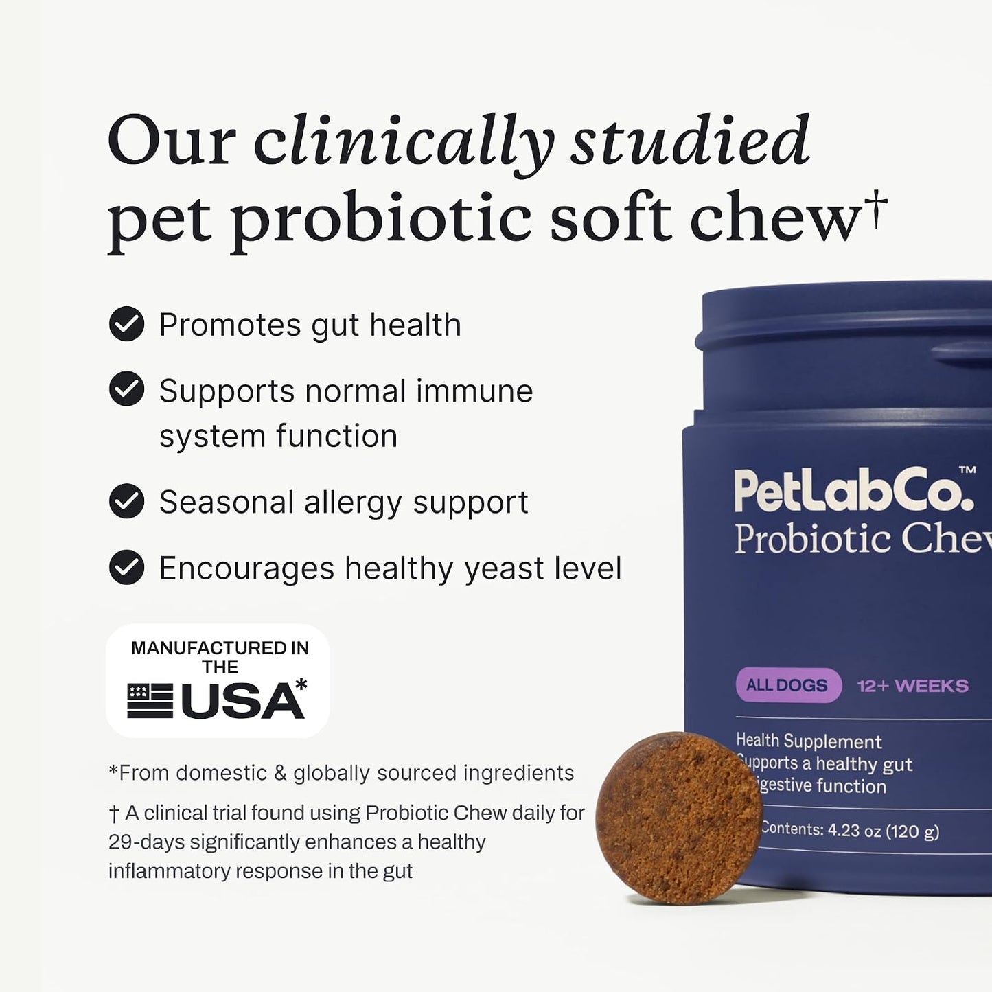 PetLab Co. Probiotics for Dogs, Support Gut Health, Occasional Diarrhea, Digestive Health & Seasonal Allergies - Salmon Flavor - 30 Soft Chews - Pack of 3