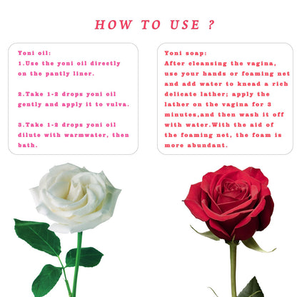 2Pcs Strawberry Yoni Bars and Yoni Oil Set for Feminine Wash, Yoni Wash for Cleanse Vaginal Balance PH