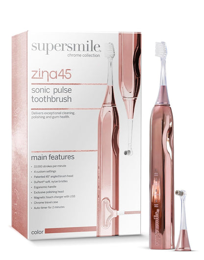 Supersmile Zina45 Deluxe Sonic Pulse Toothbrush, Rose Gold, Rechargeable