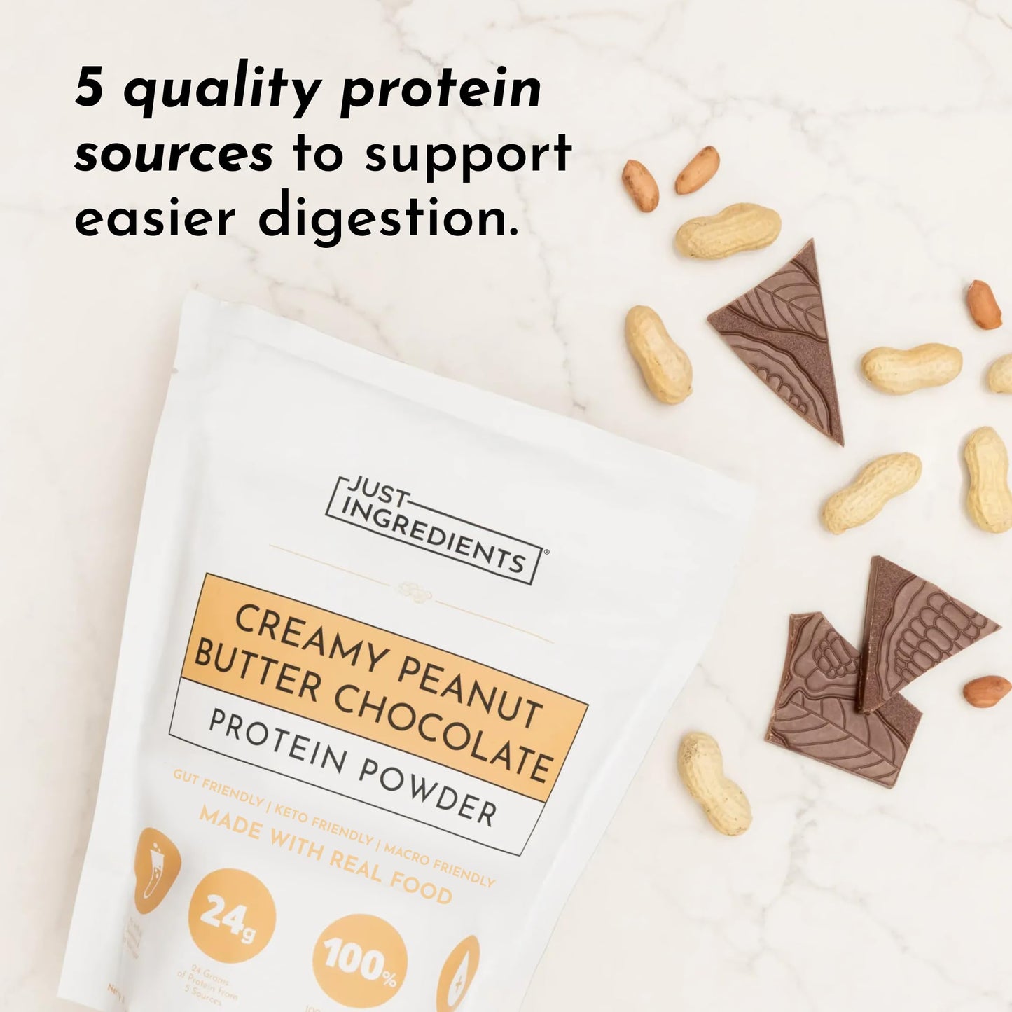 JUST INGREDIENTS Vanilla Bean Protein Powder – 20-Serving Blend with 100% Grass-Fed Whey & Organic Plant Proteins – Real Vanilla Bean & Cinnamon – Supports Muscle Recovery, Energy*