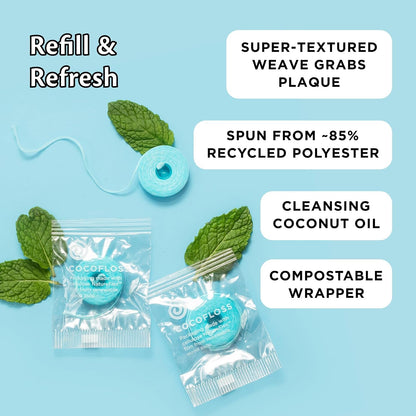 Cocofloss Expanding Woven Dental Floss by COCOLAB, Mint Scent, 1-Pack