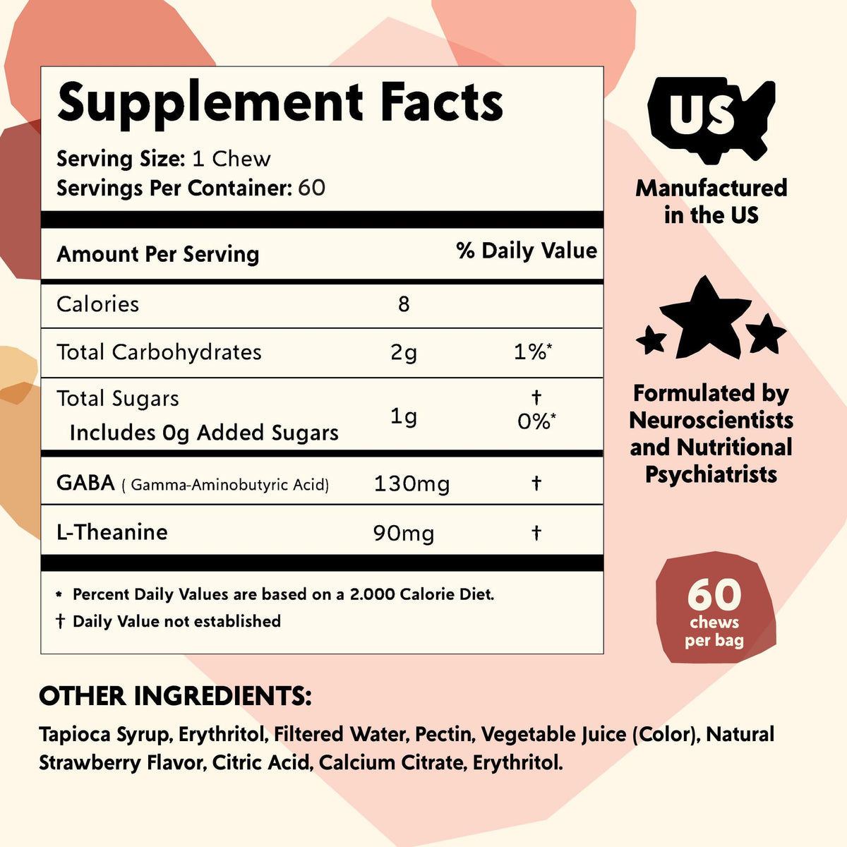 PYM Citrus Mood Chews Pouch (60 Count) | Stress & Mood Support Supplement