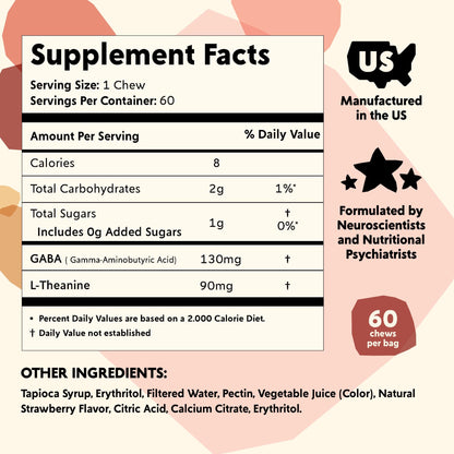 PYM Citrus Mood Chews Pouch (60 Count) | Stress & Mood Support Supplement