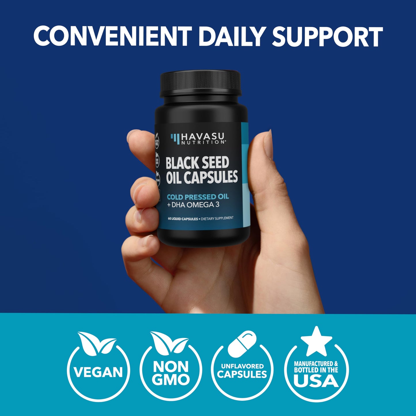 Black Seed Oil Capsules, Vegan, Non-GMO, Cold-Pressed Nigella Sativa, 90ct | 1500mg Per Serving Black Cumin Supplement for Skin Health, Immune Function, and Digestive Health, Unflavored, 30 Servings
