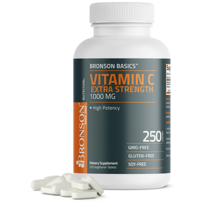 Bronson Vitamin C 1000mg Extra Strength, Supports a Healthy Immune System, High Potency, Non-GMO, 100 Vegetarian Tablets