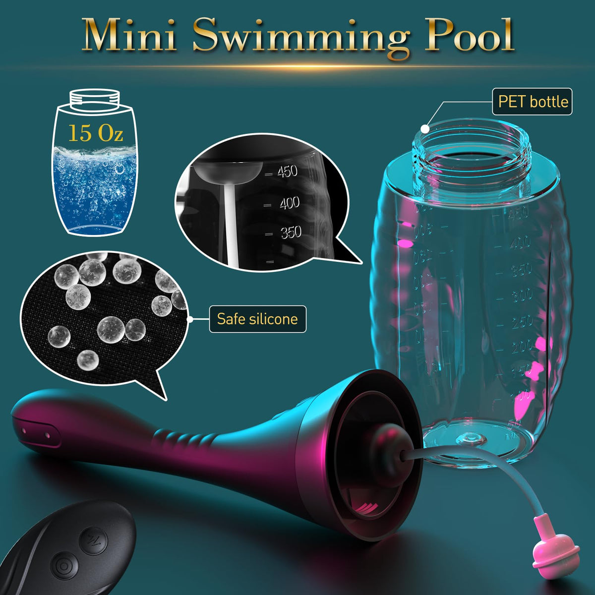 15oz Electric Enema Bulb -Remote Anal Douche, 3 Enema Speeds,Bendable Enema Douche